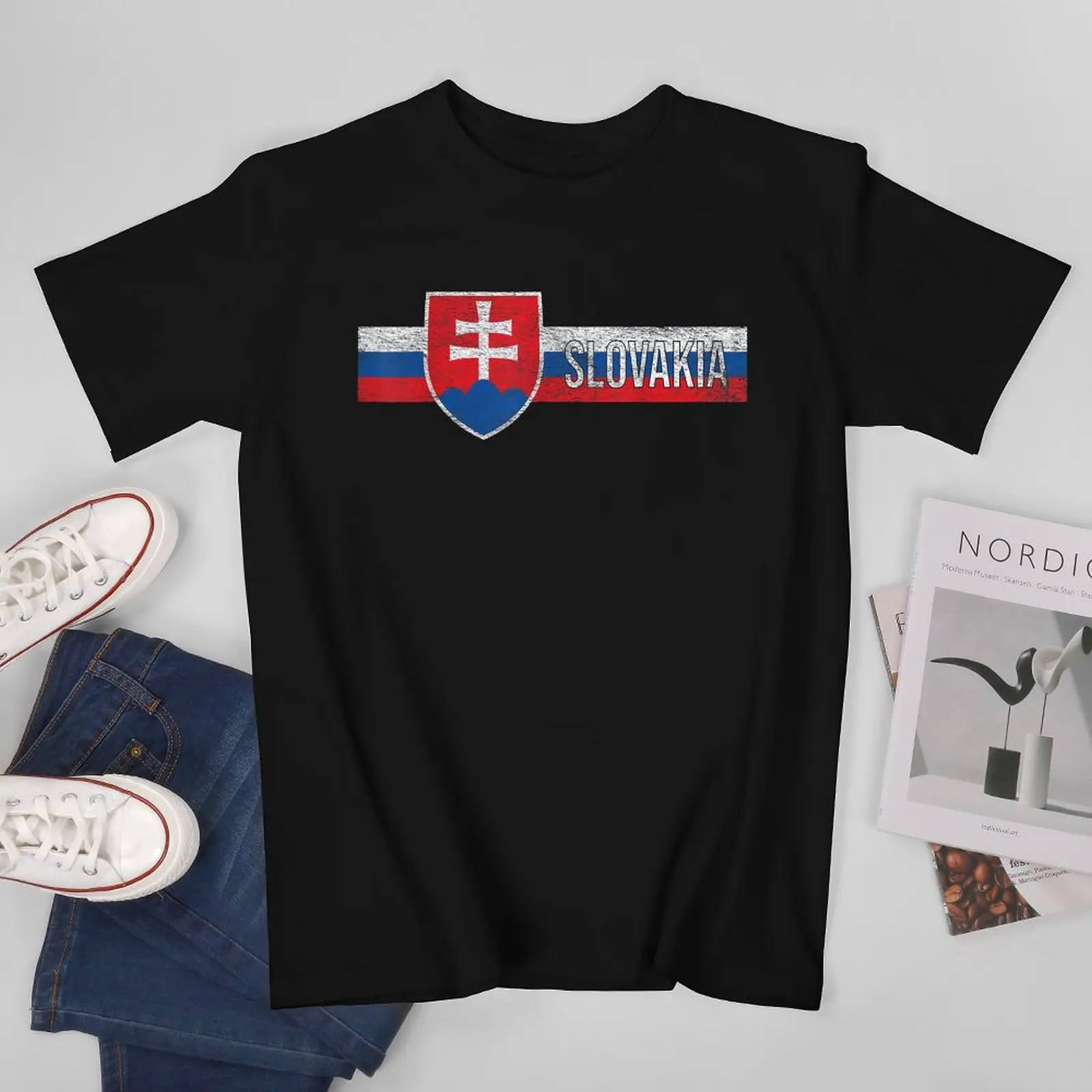Фото More Design Slovakia Flag Slovak Men Tshirt Tees T-Shirt O-neck T Shirts Women Boys Clothing 100% Cotton №1