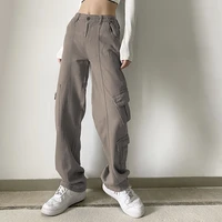 sunny y j straight leg vintage baggy jeans 90s pockets patchwork streetwear white cargo jeans y2k boyfriend mom pants women 2021
