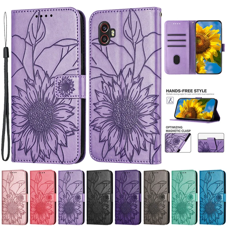 Чехол XCover 6 Pro SM-G736B для Samsung Galaxy Xcover 6 Pro Чехол с подсолнухами Чехол-бумажник для Samsung X Cover6 Pro Fundas