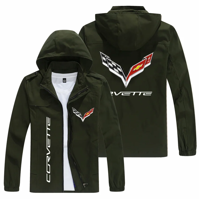 

Куртка мужская с капюшоном и логотипом CORVETTE, Повседневная модная свободная уличная бейсбольная куртка с популярным принтом, весна 2022