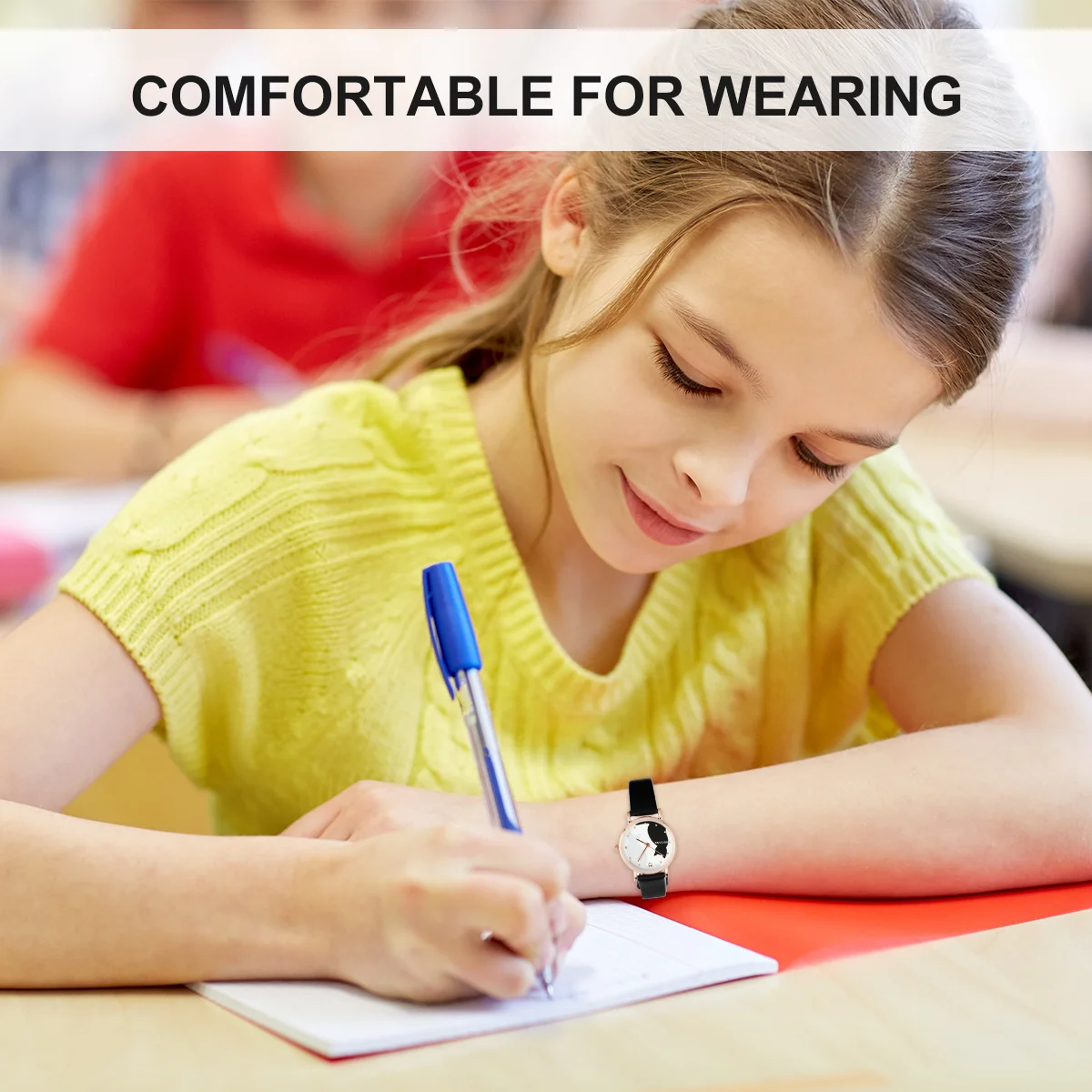 Водонепроницаемые часы с изображением кота женские для девочек 14-16 кварцевые