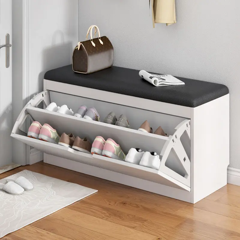 

Nordic Shoe Storage Rack Entrance With Shoe Changing Stool Household Shoe Cabinet Household Entrance Bench Shoes Organizer Shelf