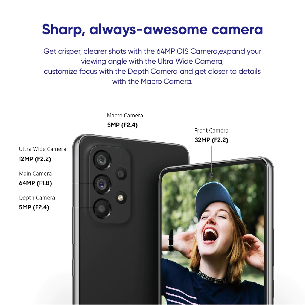 Kup Oryginalny Samsung Galaxy A53 5G Telefon 6.5 ''Exynos 1280 120Hz Super AMOLED 5000mAh 64MP Smartphone 25W Szybkie ładowanie Telefon Komórkowy