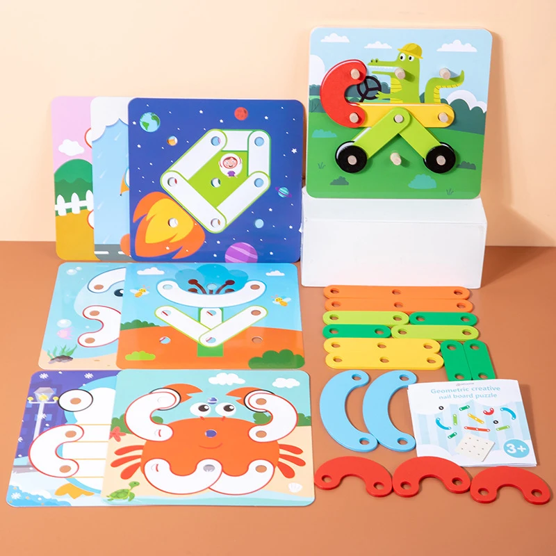 

Montessori Children Wooden Toy 3D Animals Jigsaw Puzzles Kids Creative Story Stacking Matching Puzzle Toy Early Educational Toys