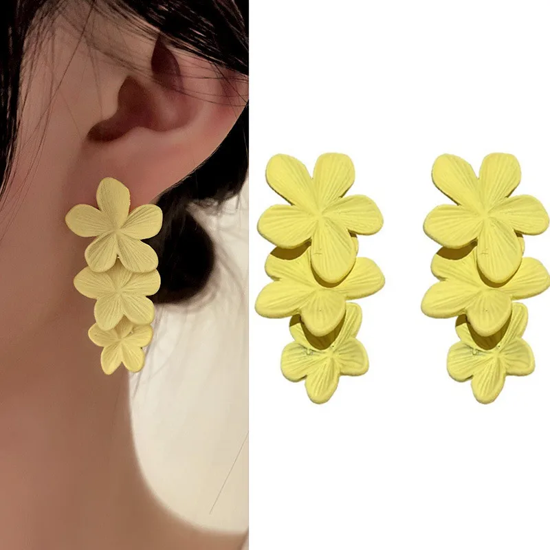 Серьги-подвески в виде цветка для женщин и девушек милые ювелирные украшения