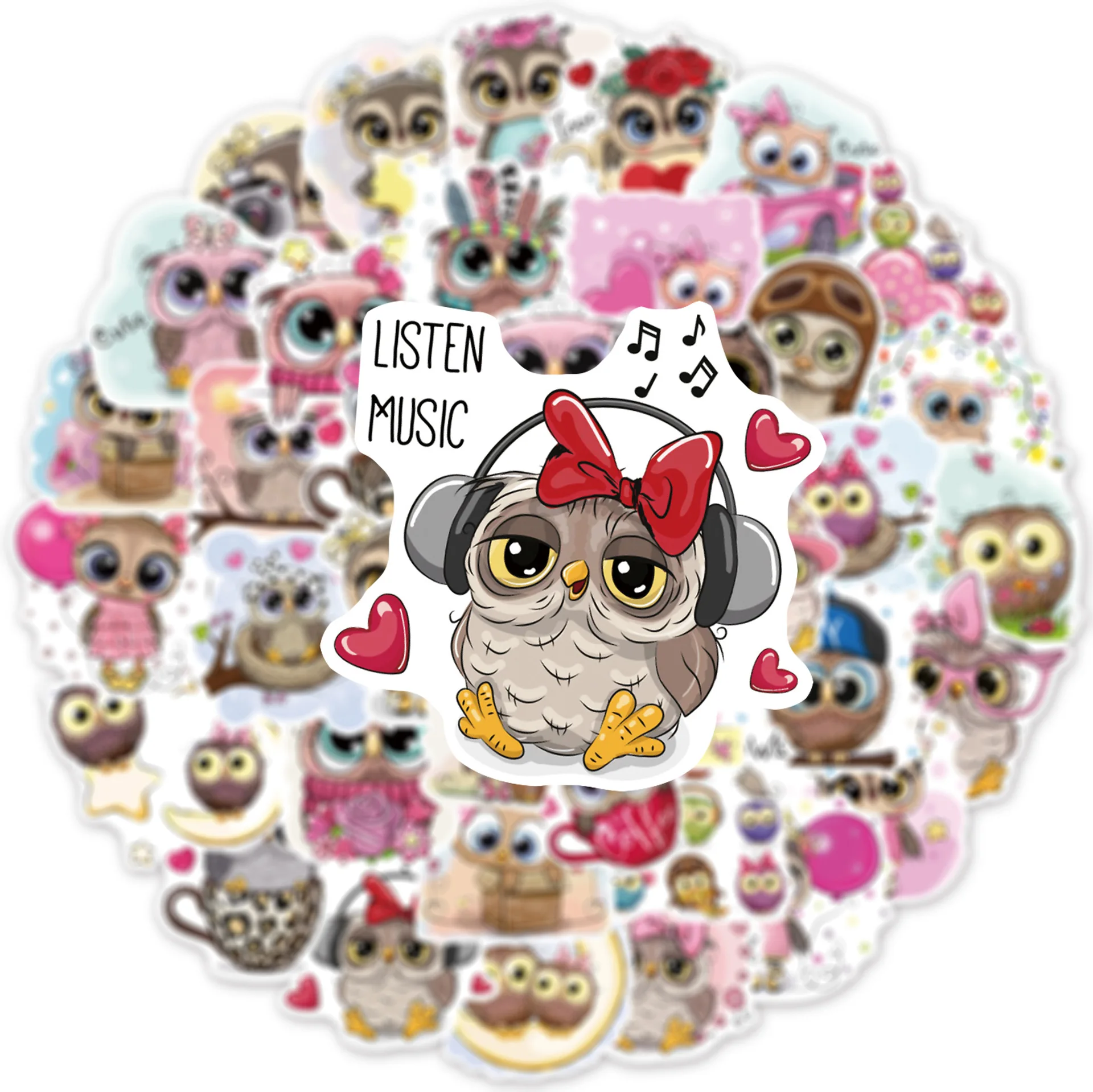 10/30/50 шт. Мультяшные граффити-наклейки в виде совы | Игрушки и хобби