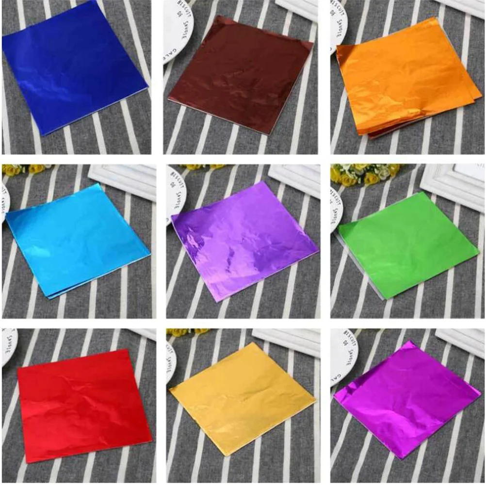

Paper Wrappers Candy Tin Metallic Aluminum Sheets Chocolate Wrapping Crafts Squares Bbq Wrap Packing Square Transparent Birthday
