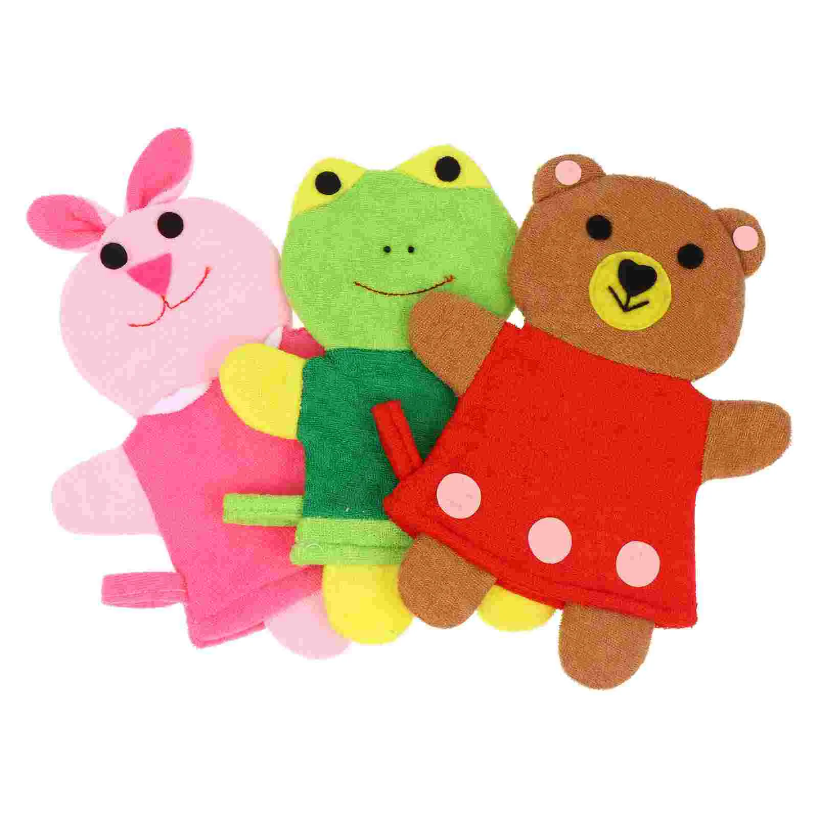 

3Pcs Cartoon Animal Shape Baby Bath Scrubber Shower Brush Gloves Sponge Mitts