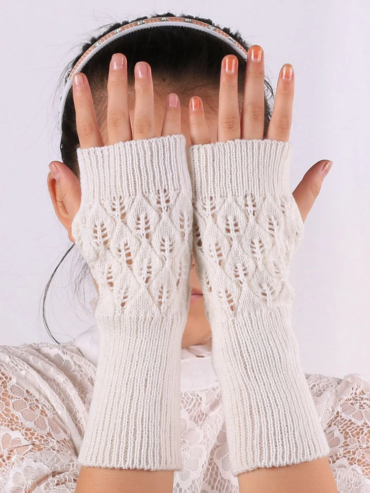

YSDNCHI 2022 Hot Sale Casual Unisex Knitting Half Finger Gloves Women Winter Mittens Soft Warm Twist Wool Arm Guantes Mujer
