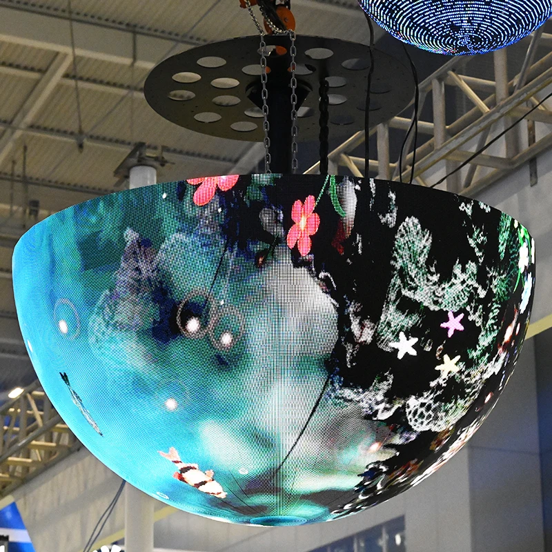Фото Сферический LED-экран для рекламы: круглый 3D-дисплей в виде шара, полноцветный, на заказ, от фабрики в Шэньчжэне №2