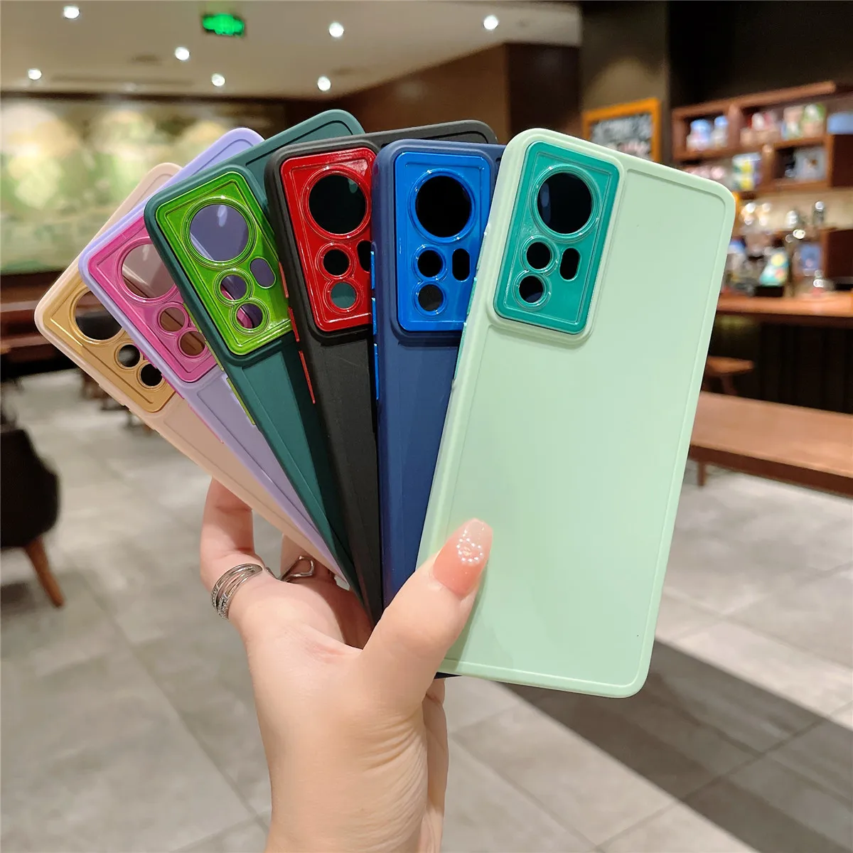 

Contrast Color Contact Lens Plating 3-in-1 Phone Case, Suitable For XiaoMi 11Lite 12Pro POCO X3 Pro Solid Color Protective Case.