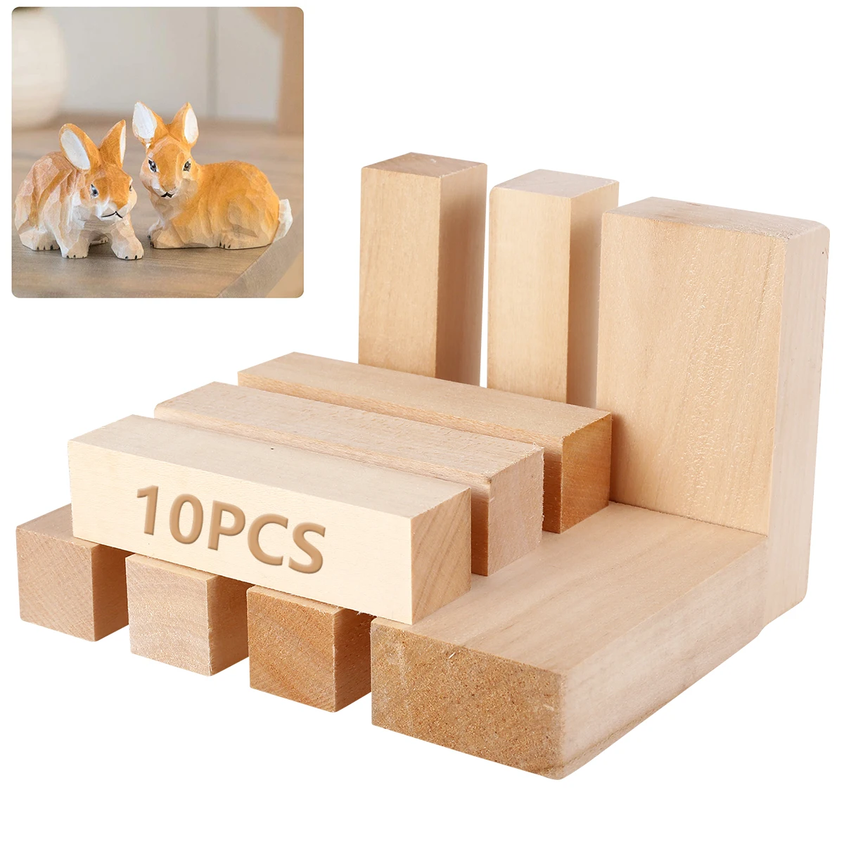 

10Pcs Basswood Carving Block Natural Soft Wood Carving Block 2 Sizes Portable Unfinished Wood Block Carving Whittling Art