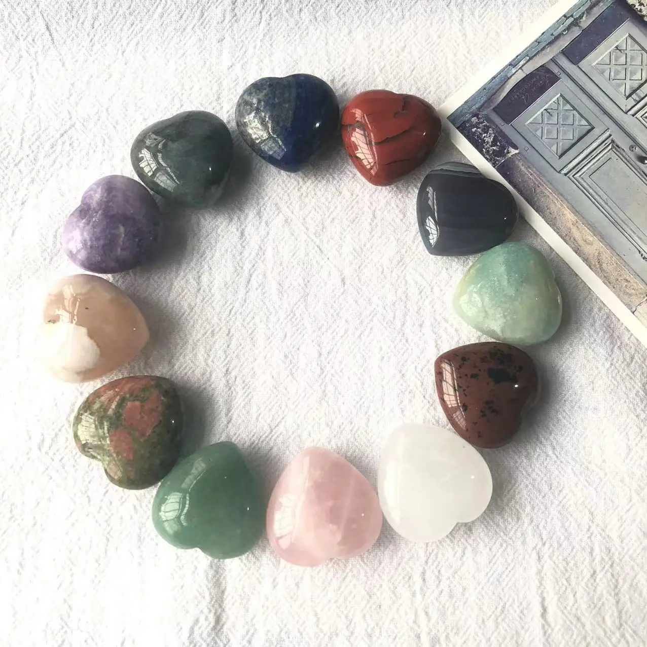 

5PC Random Natural Stone Mini Polished Heart Shaped Crystal 0.8" Reiki Healing Pendant Jewelry DIY Making Accessories Love Gift