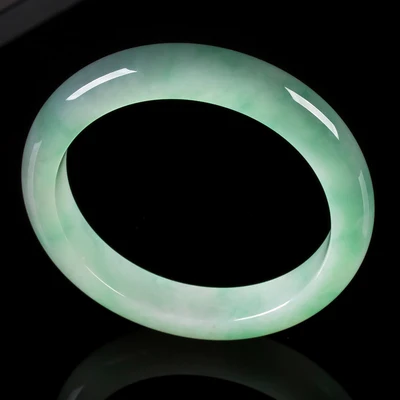 

Natural Green Two-Color Burmese Jadeite 54mm-64mm Bracelet Elegant Princess Jewelry Best Gift for Mom to Girlfriend