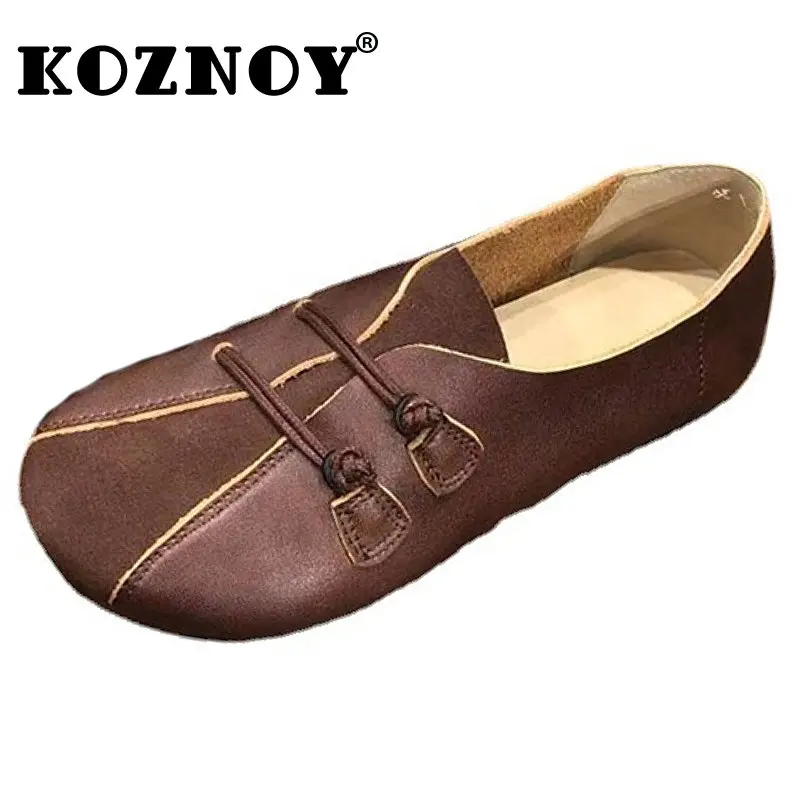 

Koznoy 1.5cm Women's Moccasins Cow Suede Genuine Leather Comfy Fashion Elegance Females Luxury Flats Summer Ethnic Shallow Shoes