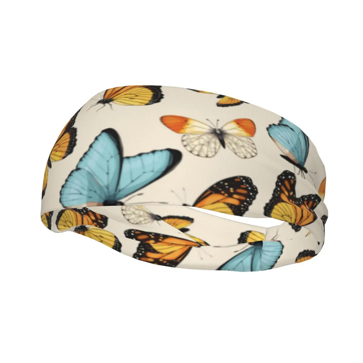 

Vinatge повязка на голову с рисунком бабочки эластичная Женская повязка на голову унисекс Нескользящая повязка на голову Пот Повязки Для Йоги повязка на голову