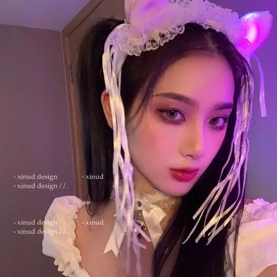1pcs Japanese Girl Lace Bell Cat Ear Hoop Lolita Maid Headband Cute Headdress Bandana Anime Cosplay Lolita Hair Accessories