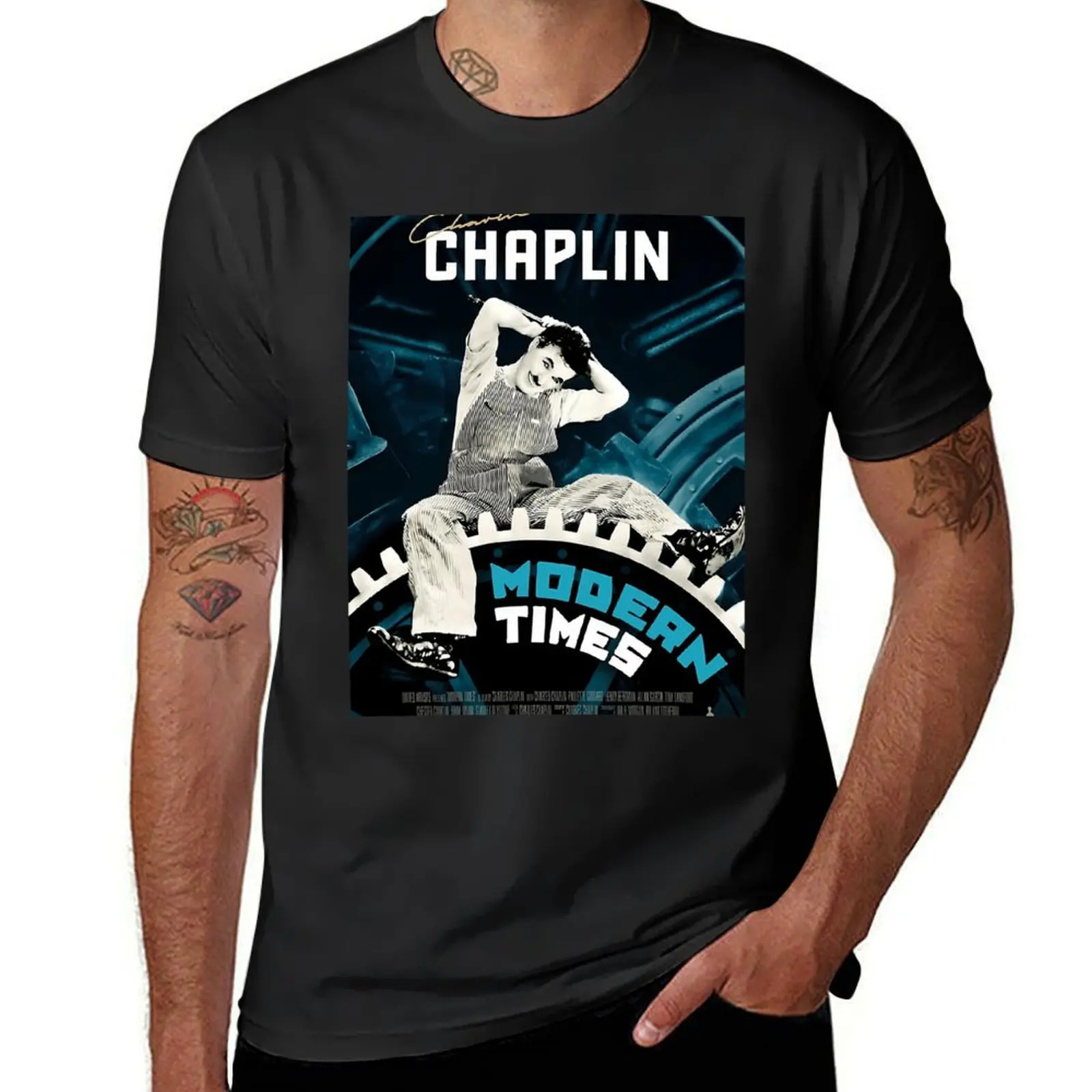 Футболка Modern Times by Charlie Chaplin Movie с графикой топы больших размеров блузка
