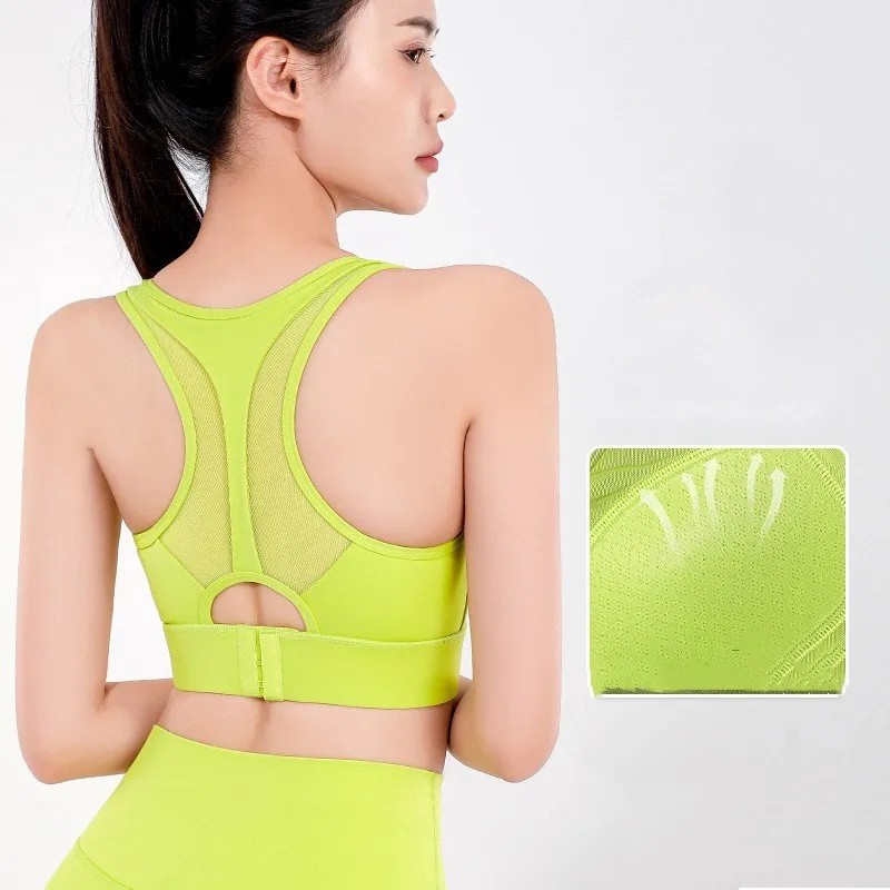 

Yoga Sports Bra Shockproof High Strength Women's Running Fitness Bra Integrated Fixed Shock Absorbing Breathable Tank Top Summer