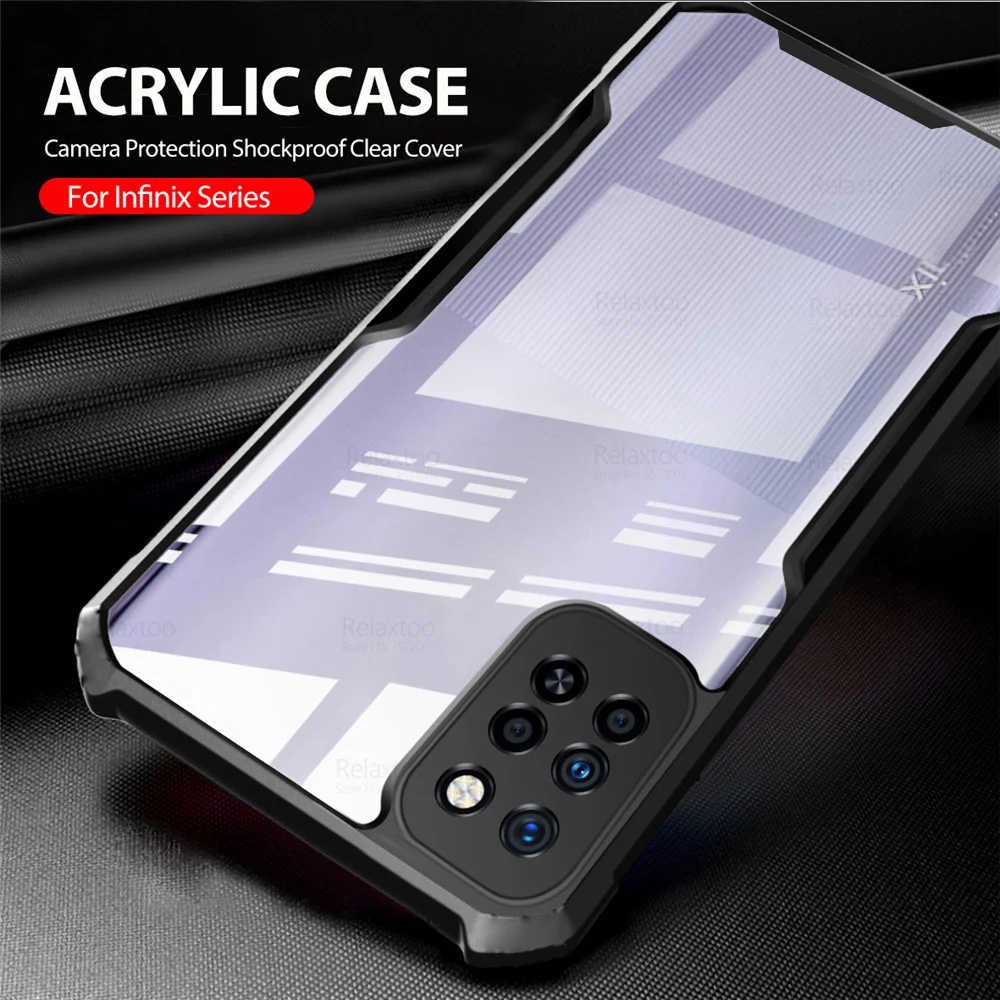 for infinix note 10 pro case acrylic clear protection cover hot 11 11s hot10 lite play note10 10s 10pro camera shockproof coque free global shipping