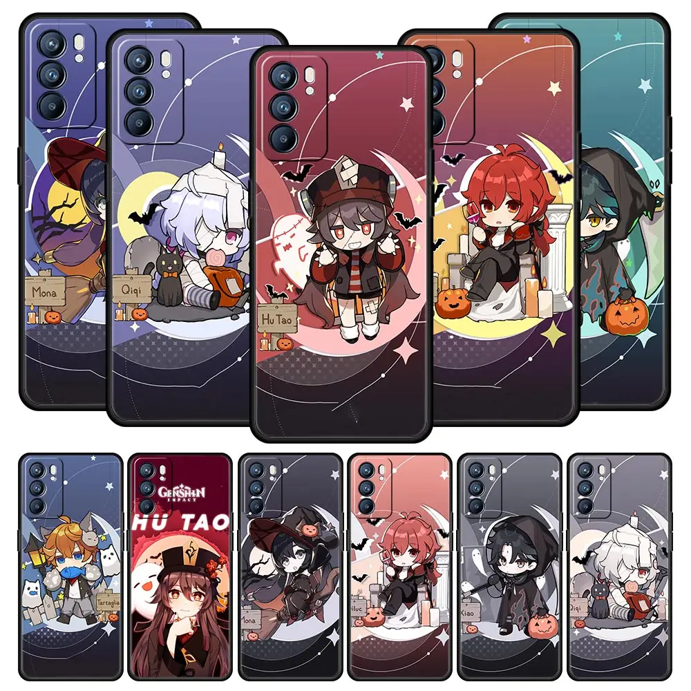 

Cute Genshin impact xiao для Oppo Find X5 A54 Cover A53 A52 A9 2020 A15 A95 A16 A76 A74 A12 Reno7 SE Reno6 Pro 5G