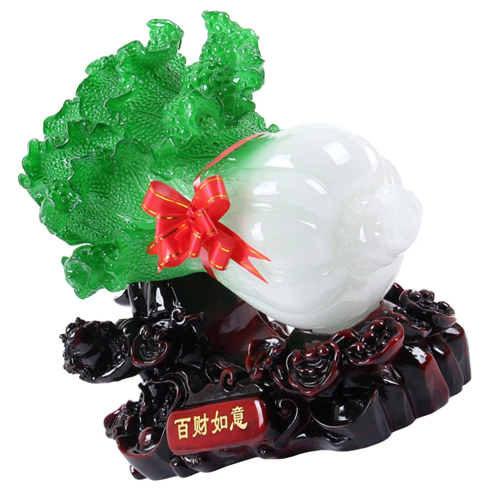 

Cabbage Shui Feng Vegetable Statue Sculpture Decor Figurine Chinese Home Lucky Prosperity Resin Office Ornaments Tabletop Wealth