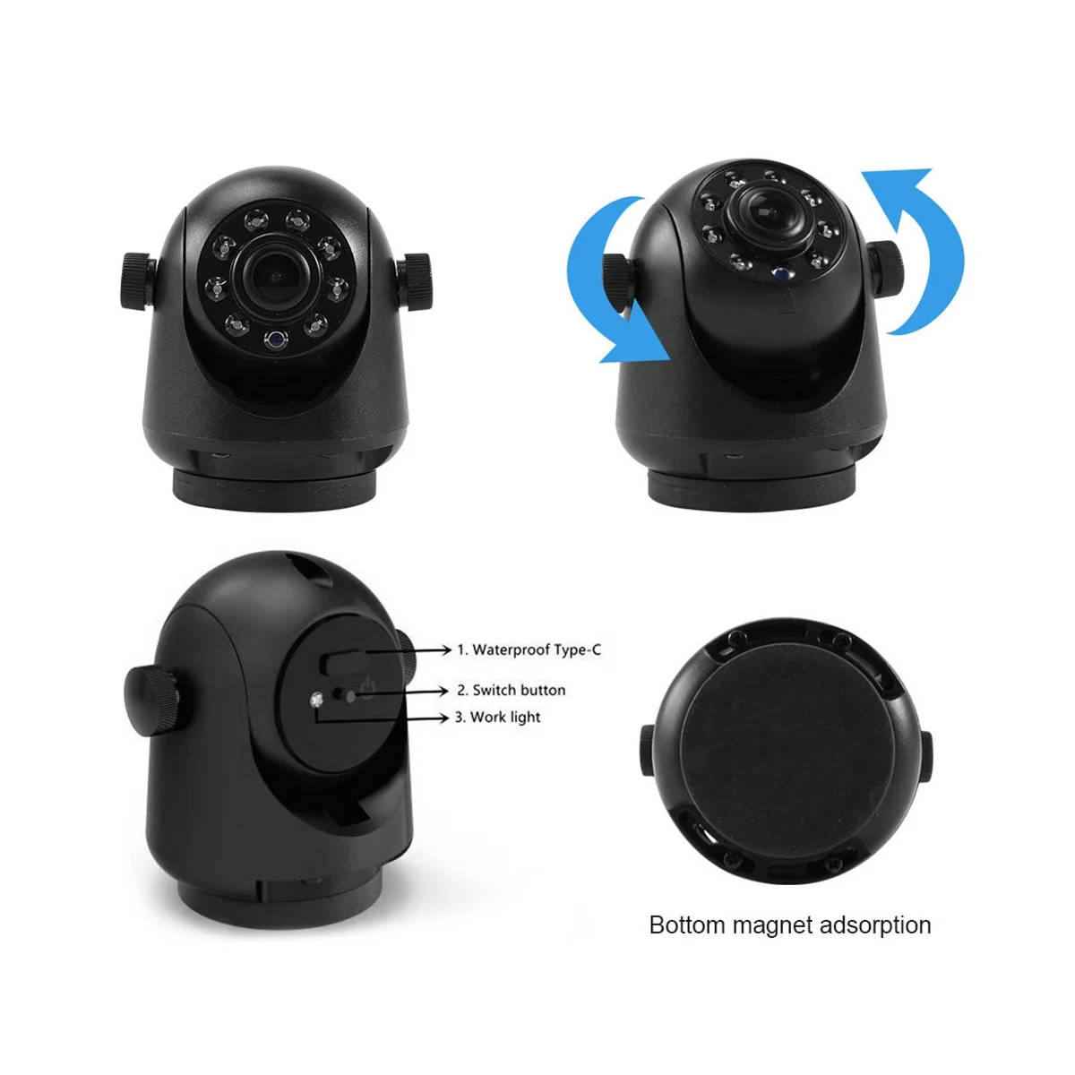 

Wireless Car Backup Camera WiFi Reversing Camera Work with Phone for Bus RV Trailer Excavator Rear View Camera Dashcam