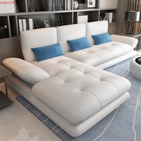 private custom nordic modern leather sofa first floor cowhide size apartment corner simple living room art sofa
