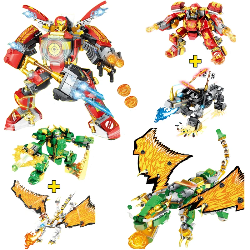 

New Ninja Dragon Knight Armor Robot Building Blocks Model KAI JAY ZANE Figures Kids Toys Bricks Gift for Children Boys