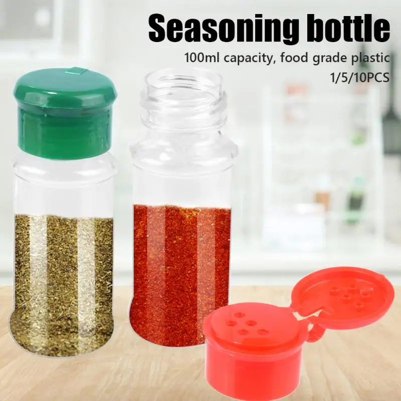 1~10PCS 100MLSeasoning Shaker Bottles Plastic Spices Condiment Jar Salt Pepper Boxes for Kitchen Gadget Tool organizer storage |