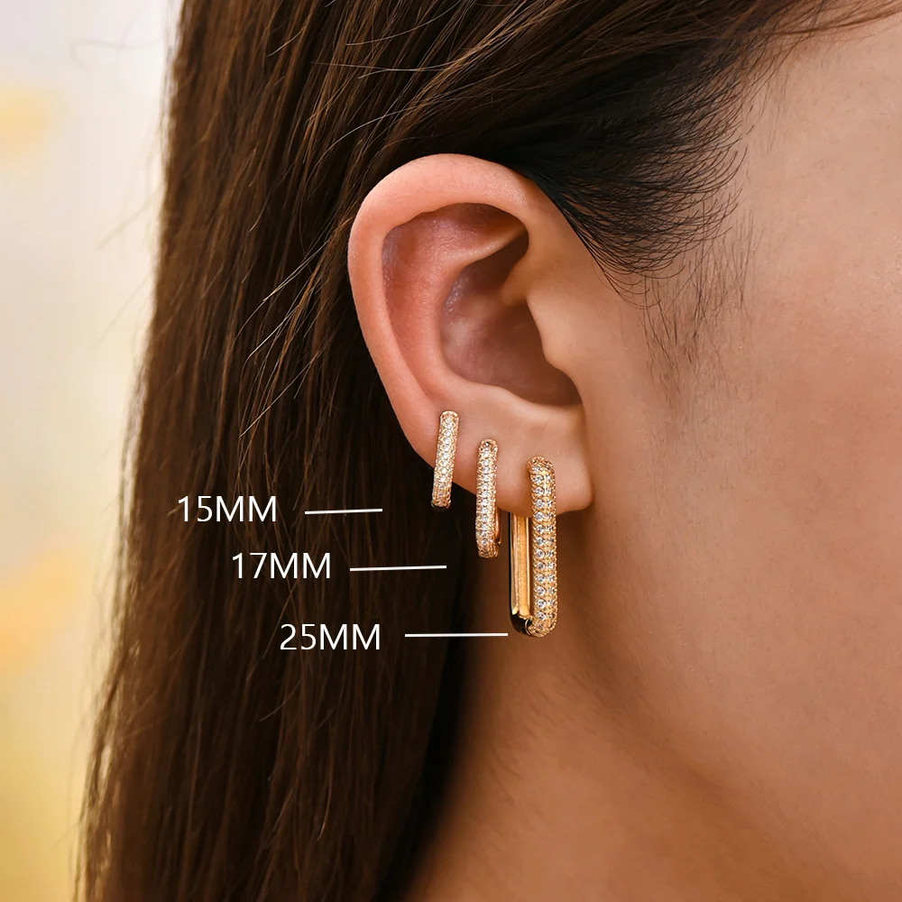 

2023 New Trend Simple CZ Zircon Huggie Hoop Earrings Women Luxury Colour Crystal Geometric Piercing Ear Buckle Jewelry Wholesale