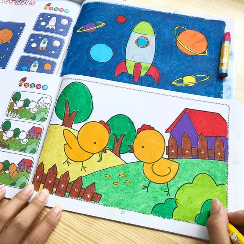 6 книг детская книжка-раскраска с картинками для детей от 2 до 4 лет