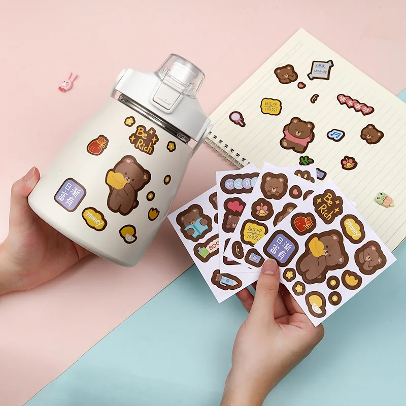 

Cartoon cute stickers brown bear rabbit water cup thermos cup potbelly cup hand tent stickers
