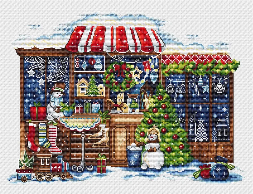 Cross stitch Handmade 14CT Counted Canvas DIY,Cross-stitch kits,Embroidery girls dreams - Christmas gift time 44-35