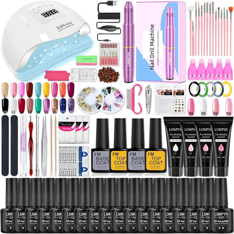 Набор для ногтей акриловый маникюрный набор полуперманентный наращивания