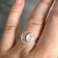 romantic style simple moon sun moonstone silver color opening ring anniversary fashion jewelry accessories