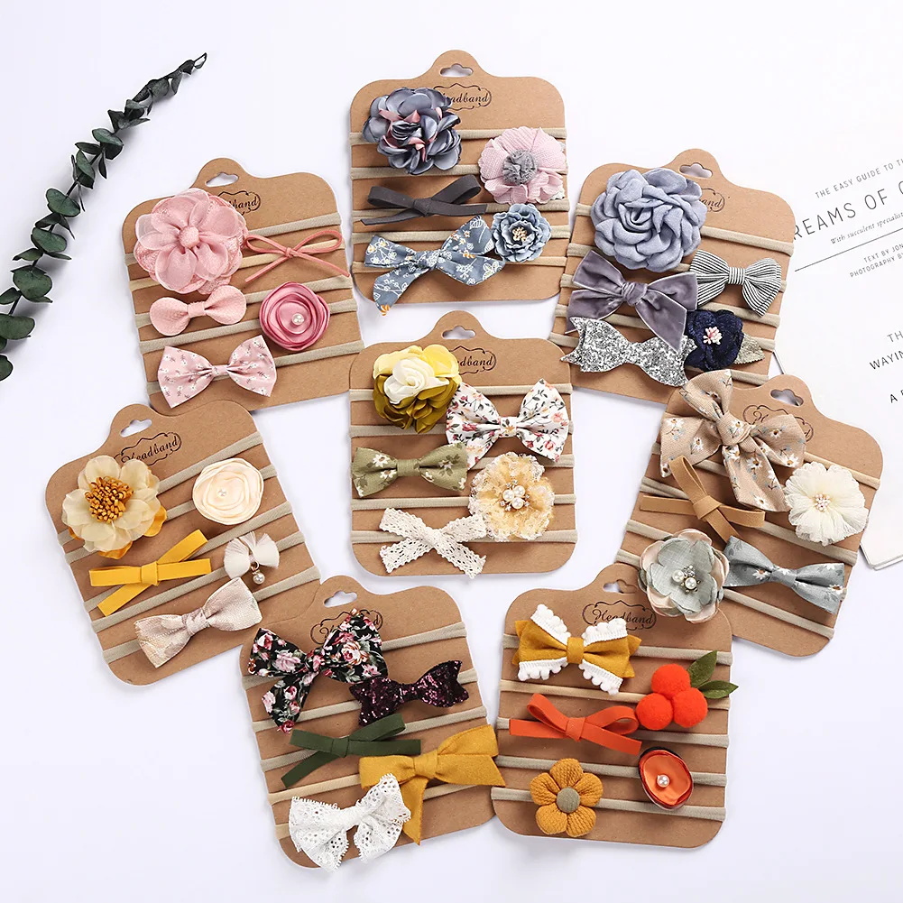 5PCS Baby Headband for Girls Head Band Flower Bow Accessories Kids Headwear Newborn Gift Toddler Hair Accressories | Детская одежда и