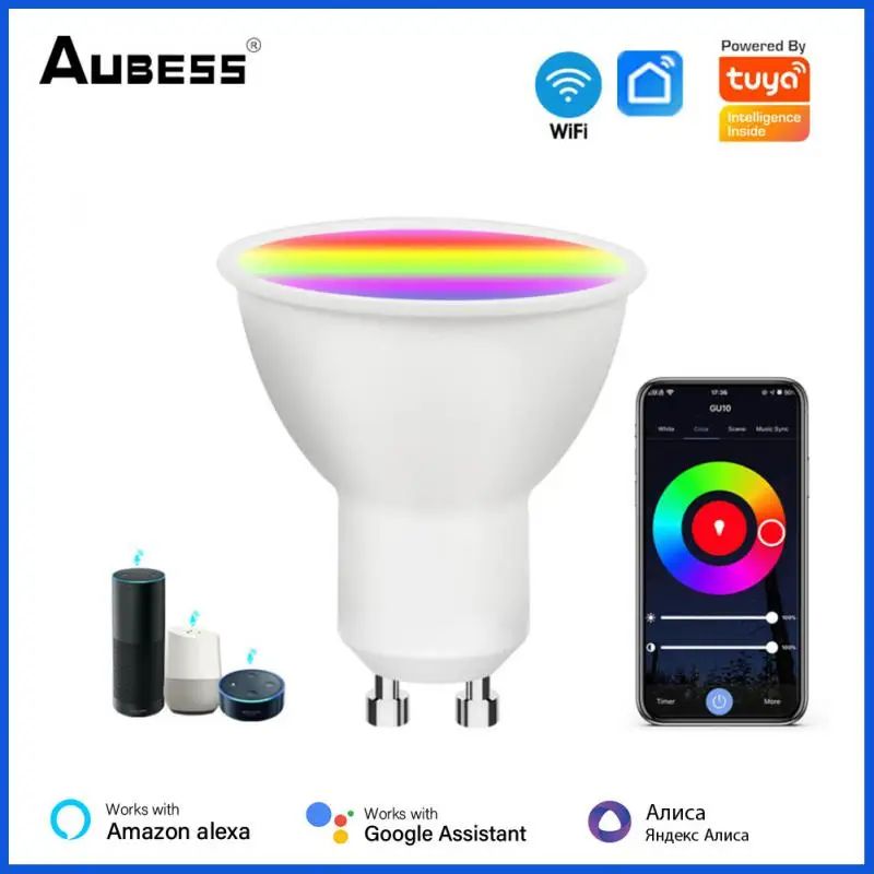 

Tuya Wifi Smart Led Light Bulb 7W 9W Dimmable RGBCW Light Voice Control Spotlight Supports Smart Life APP Alexa Google Home