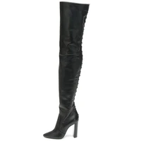 2022 winter block heels over the knee boots zipper lace up pointed to female boots fashion new sexy big size42 43 44 45 46 47 48