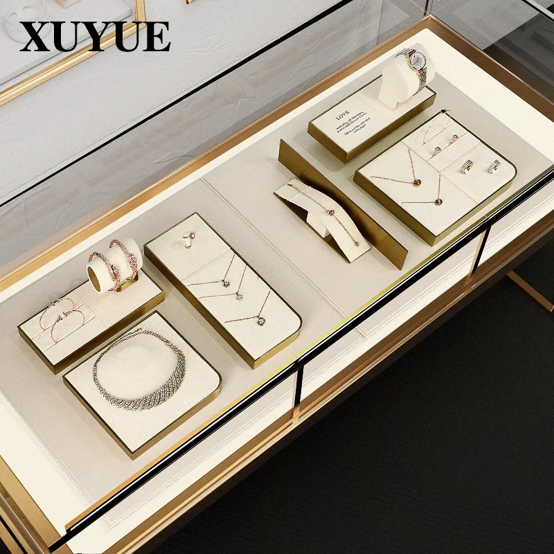 Jewelry display props metal frame necklaces bracelets rings jewelry display light luxury counter jewelry display