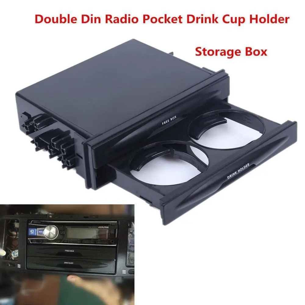 

Черный комплект для приборной панели, Универсальный двойной держатель для чашки для напитков, карманный ящик для хранения автомобильного радио