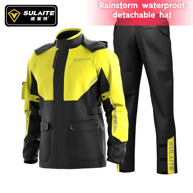 

Sulaite Men Motorcycle Raincoat Motorbike Rain Suit Moto Raincoat Rain Coat Jacket Pants Biker Rain Set Waterproof Motorcyclist