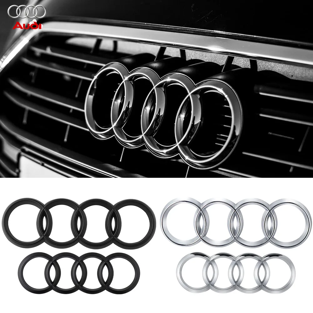 Фото Для Audi A4, A3, A5, A6L, A7, A4L, Q3, Q5, Q2L, Q7, Q8 Sportback: эмблема ABS с 4 кольцами для передней решетки и заднего багажника, аксессуары для декора автомобиля №2