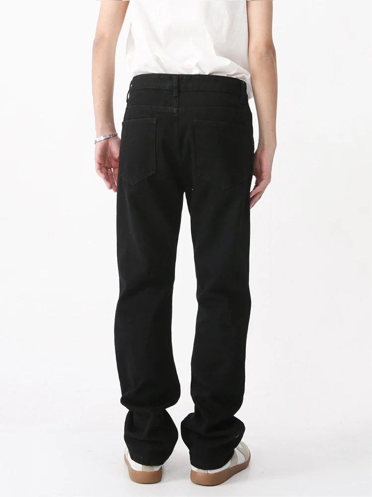 New Men's Baggy Jeans Cross Zipper Design Fashion High Street Trouser Washing Hole Streetwear Straight Patchwork Jeans Denim