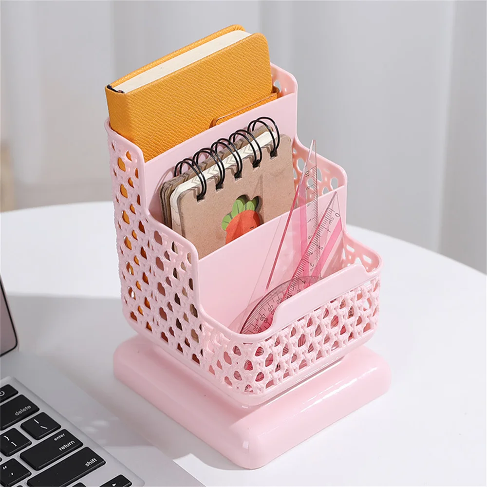 hollow desk organizer desktop storage box multifunction stationery holder phone stand office supplies desk set pen holder free global shipping
