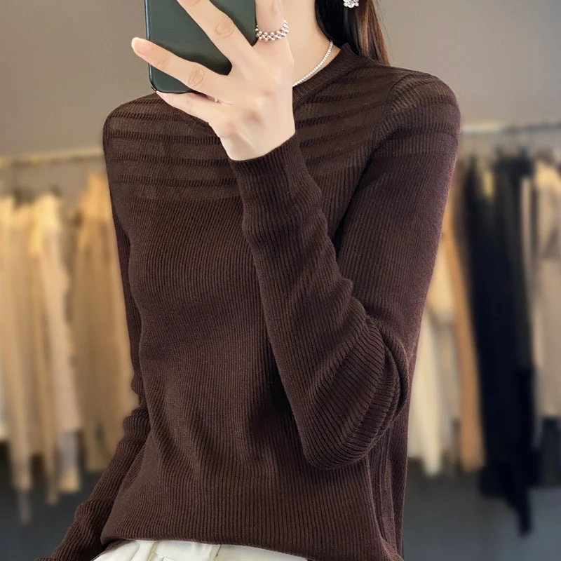 Свитер с круглым вырезом и длинными рукавами для женщин на осень 2023 новый стиль
