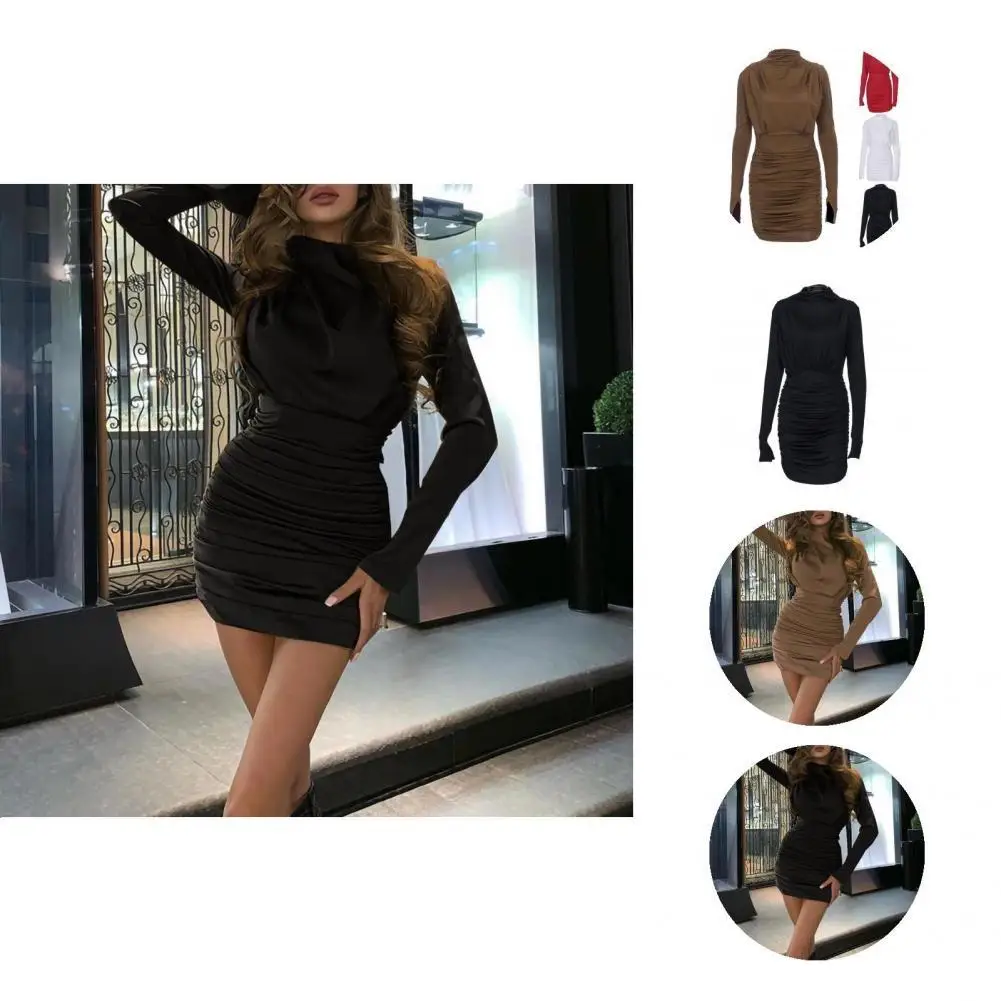 

Women Dress Good Lightweight Delicate Texture Women Solid Sexy Mini Dress for Girl Mini Dress Slim Dress