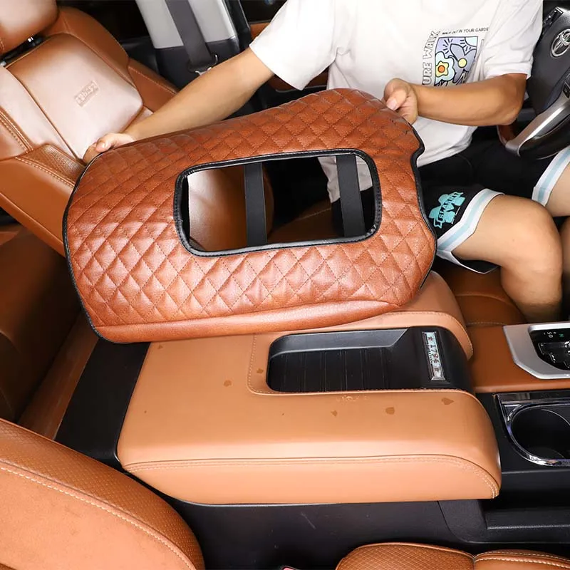For Toyota Tundra 2007-2021 Car Central control Armrest box Leather Protective Cover interior decoration Accessories For Toyota Tundra 2007-2021 Car Central control Armrest box Leather Protective Cover interior decoration Accessories
