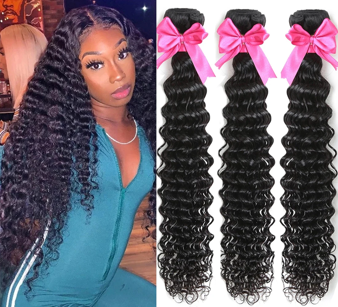 

Deep Wave Bundles Human Hair Extensions For Black Women All For 1 Real And Free Shipping 3 4 Bundles Deal Brazilian Remy Hair