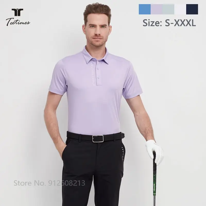 

Teetimes Summer Men Casual Business Polo Shirt Short Sleeve Golf T-shirt Dry Fit Male Golf Clothes Breathable Muscle Tops S-XXXL